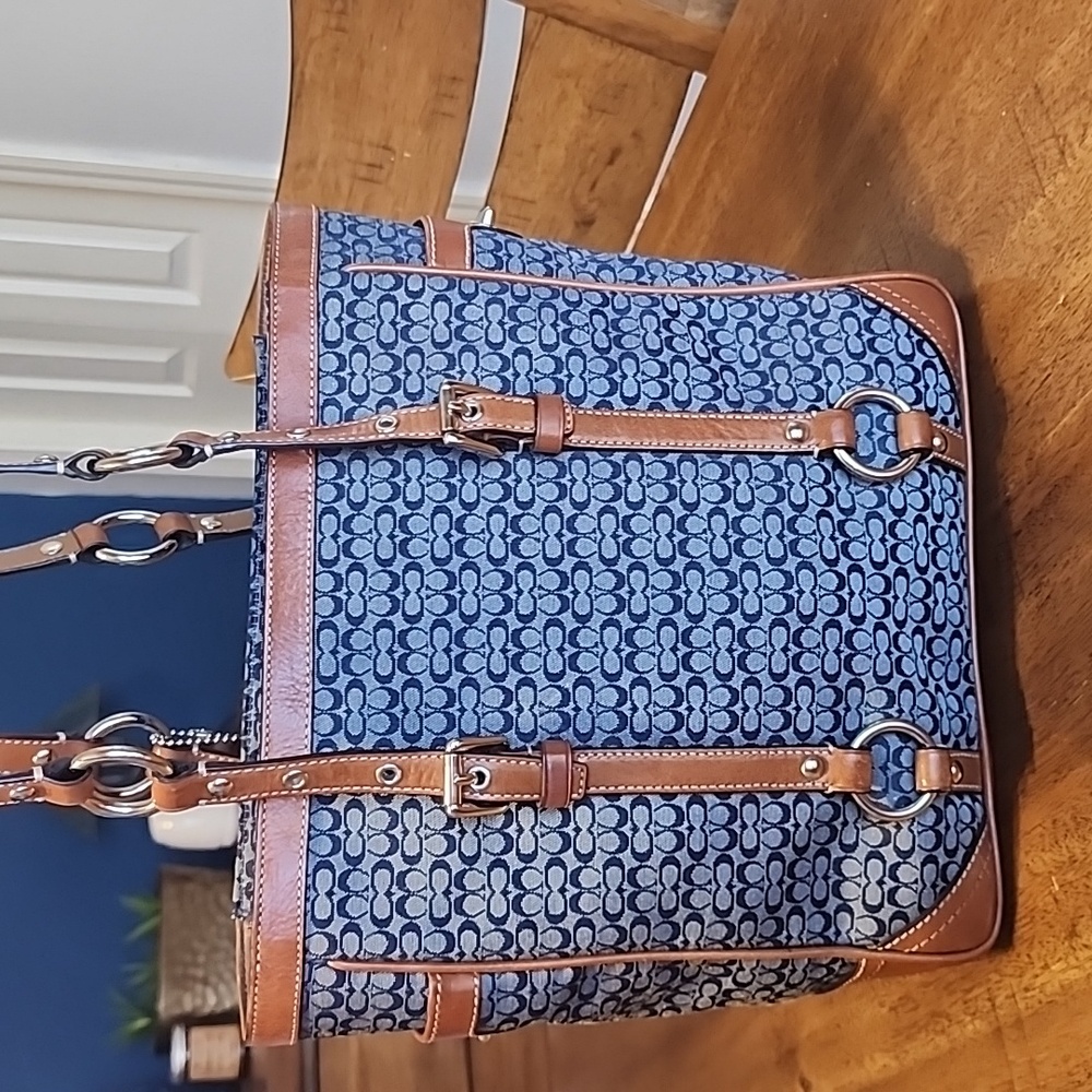 Coach Vintage Micro Kissing C's Denim Tote Euc - Picture 3 of 16